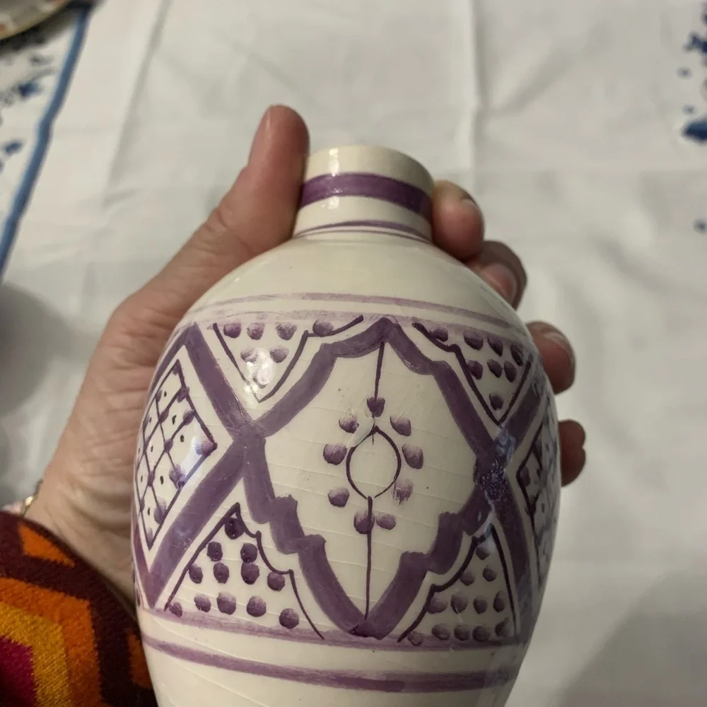 Doterra Purple and Cream Vase